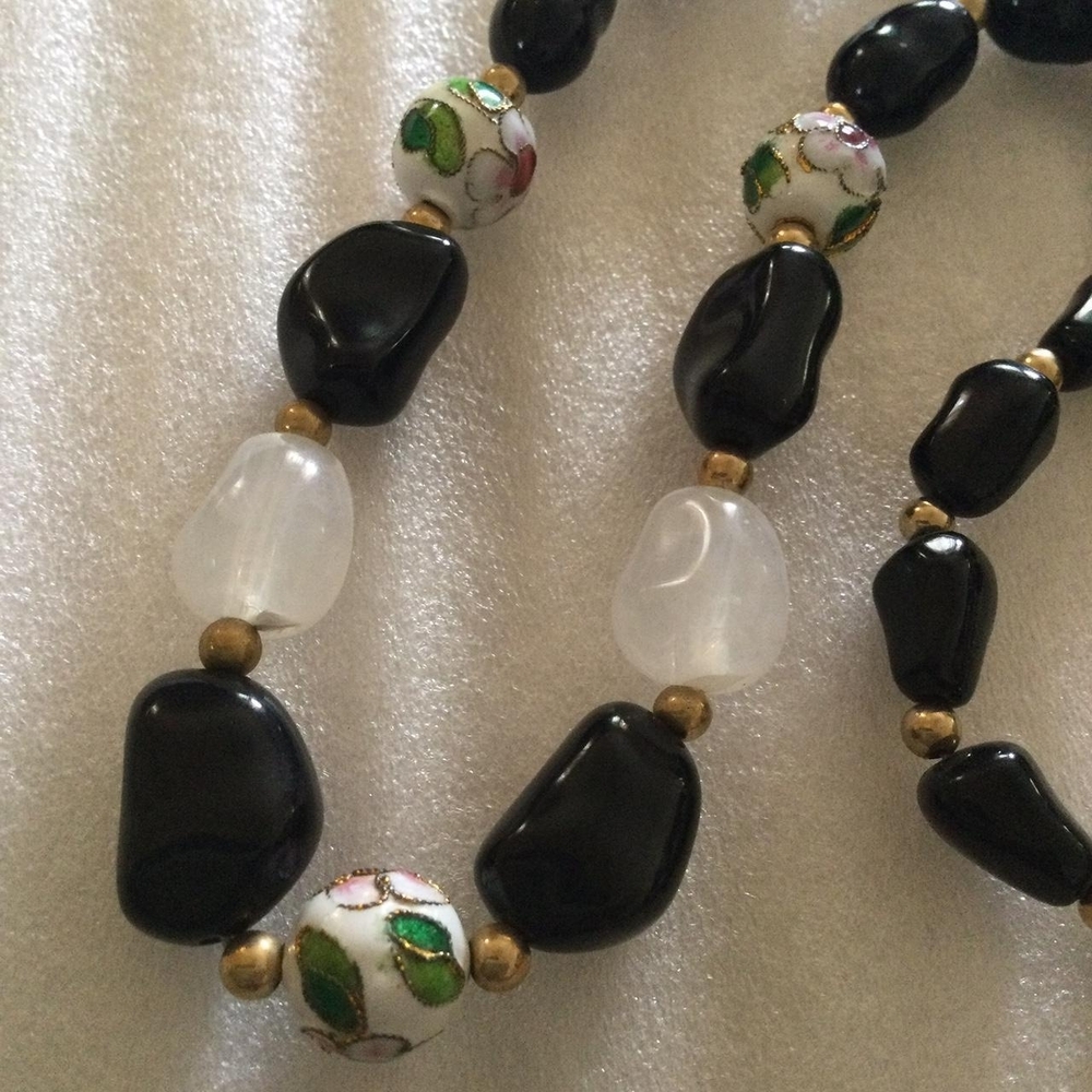 Black and Cloisonne Beaded Necklace